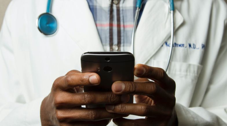 Doctor using a smartphone